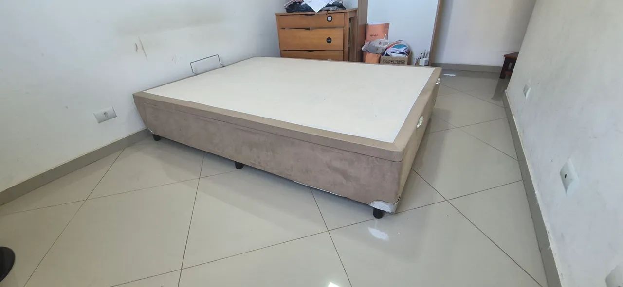 CAMA CASAL BOX SuedeBEGE - Foto 2