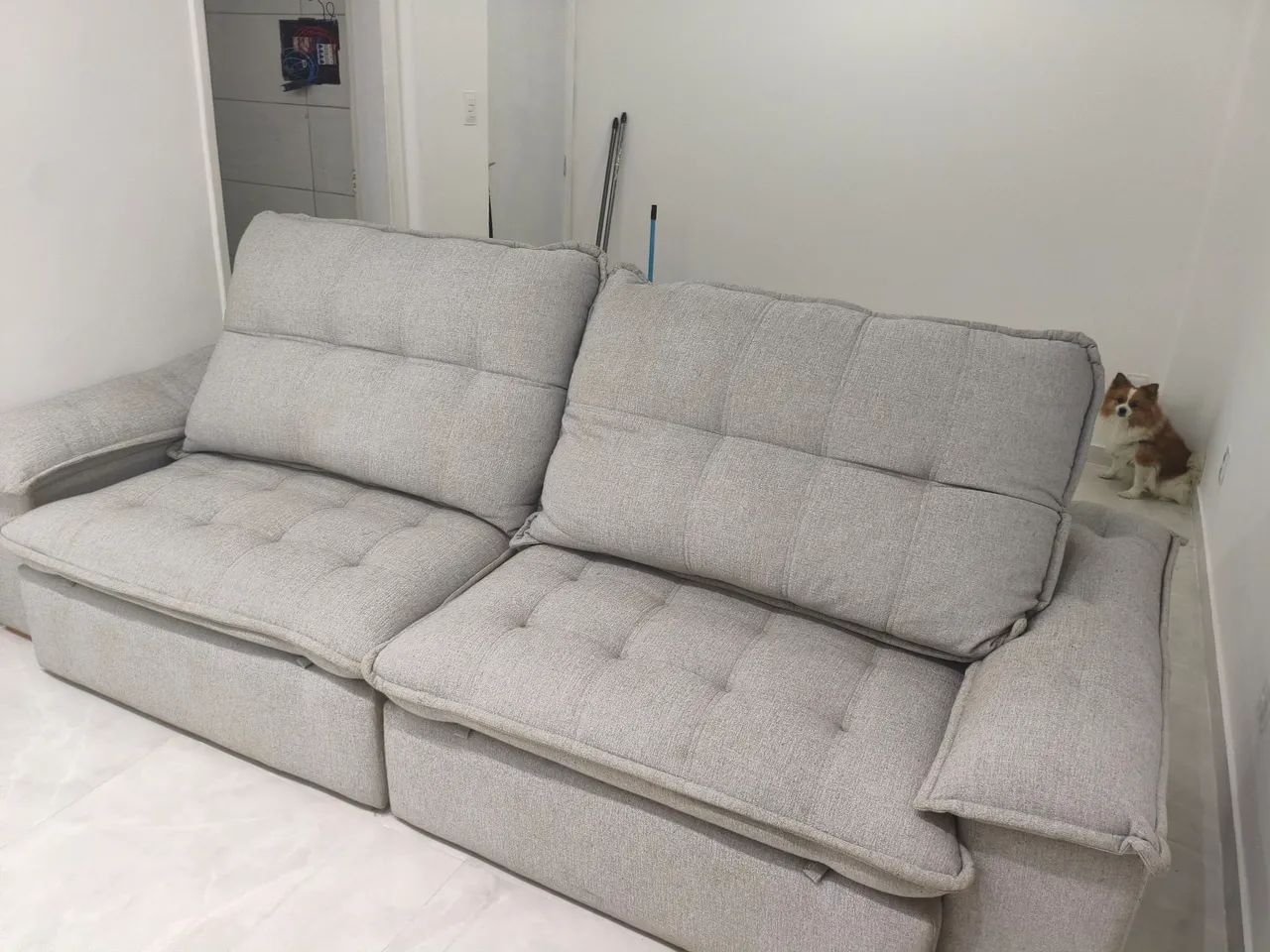 Vendo Sofá de Linho 4 lugares retrátil e reclinável  - Foto 3