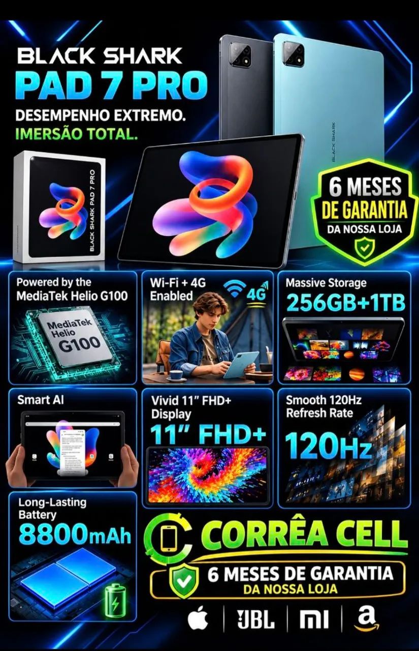 Tablet Black Shark Pad 7 Pró 4G 256gb 6gb RAM global (leitor de chip e Wi-Fi) - Foto 2