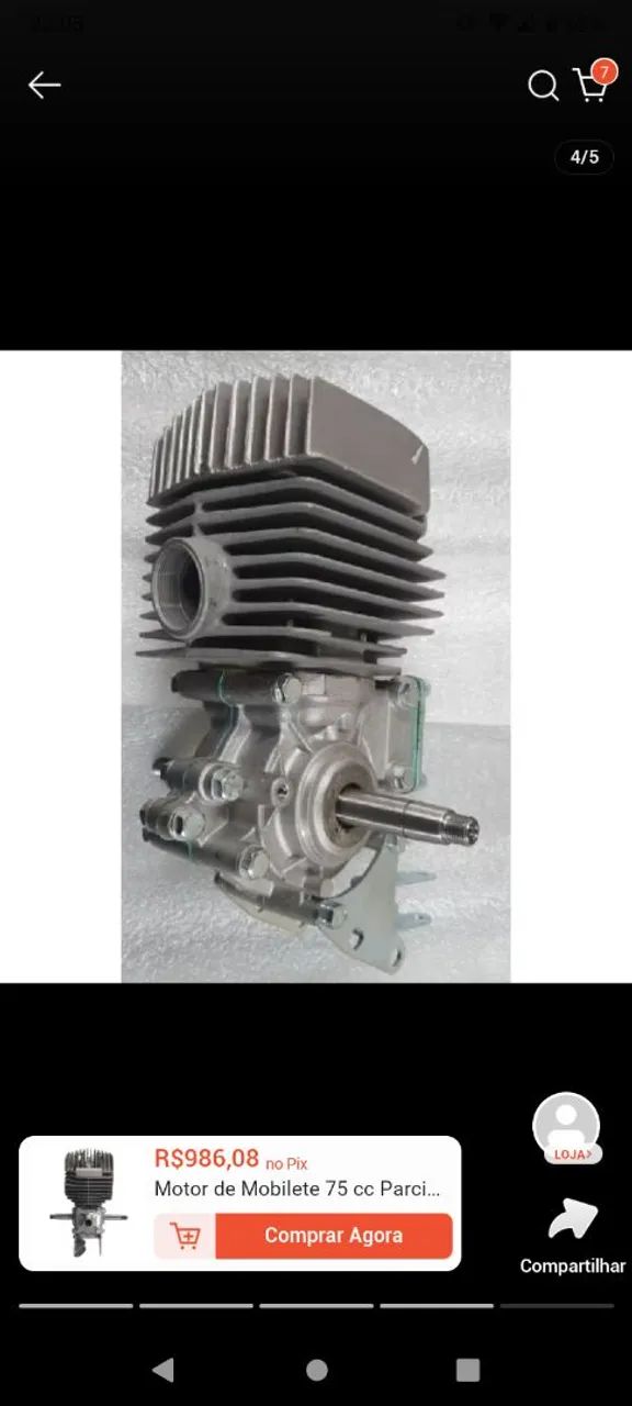 Vendo motor de Mobilete 75cc sem uso 