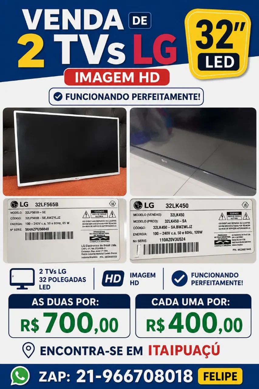 2 TVS LG DE LED