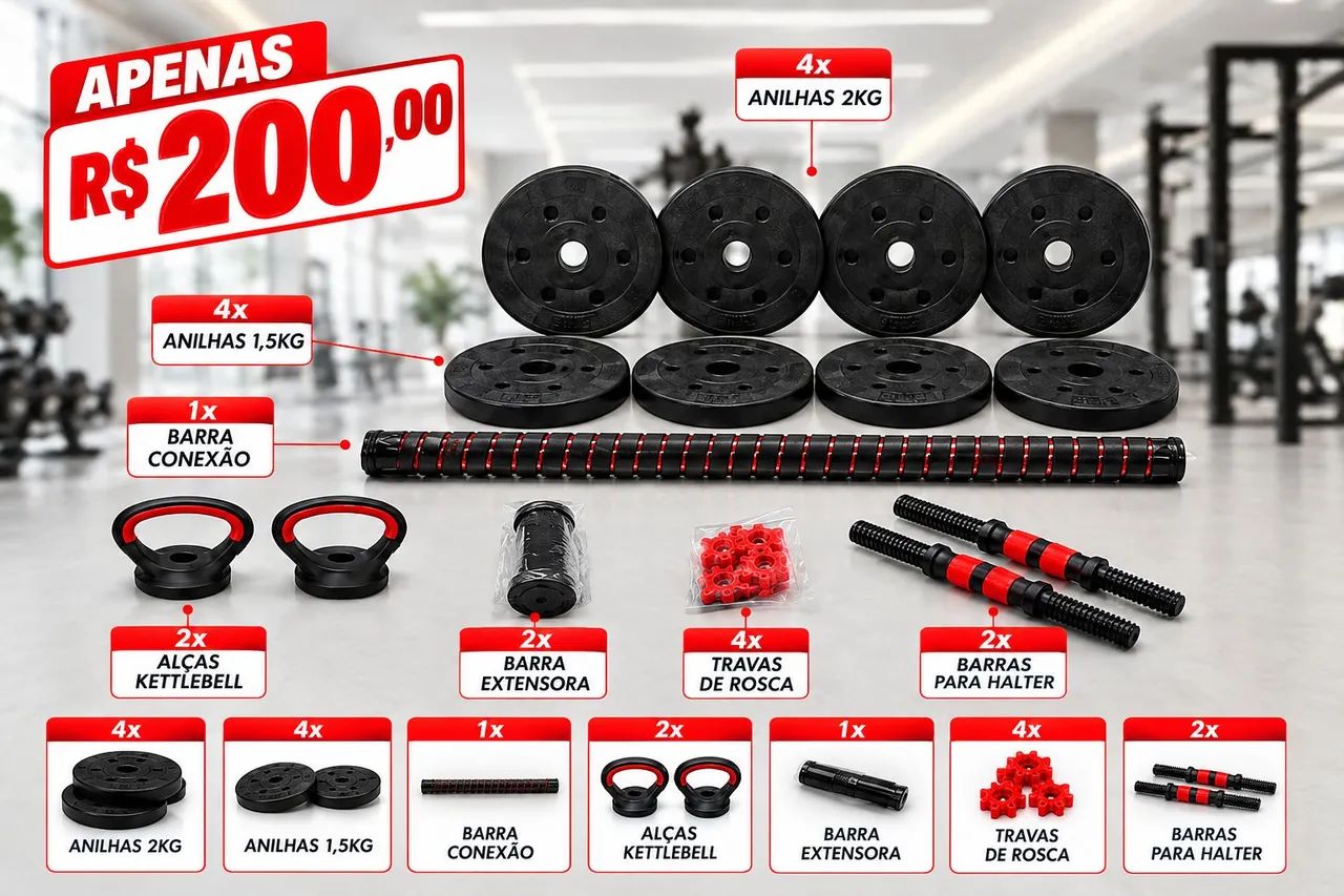 Kit musculação completo 