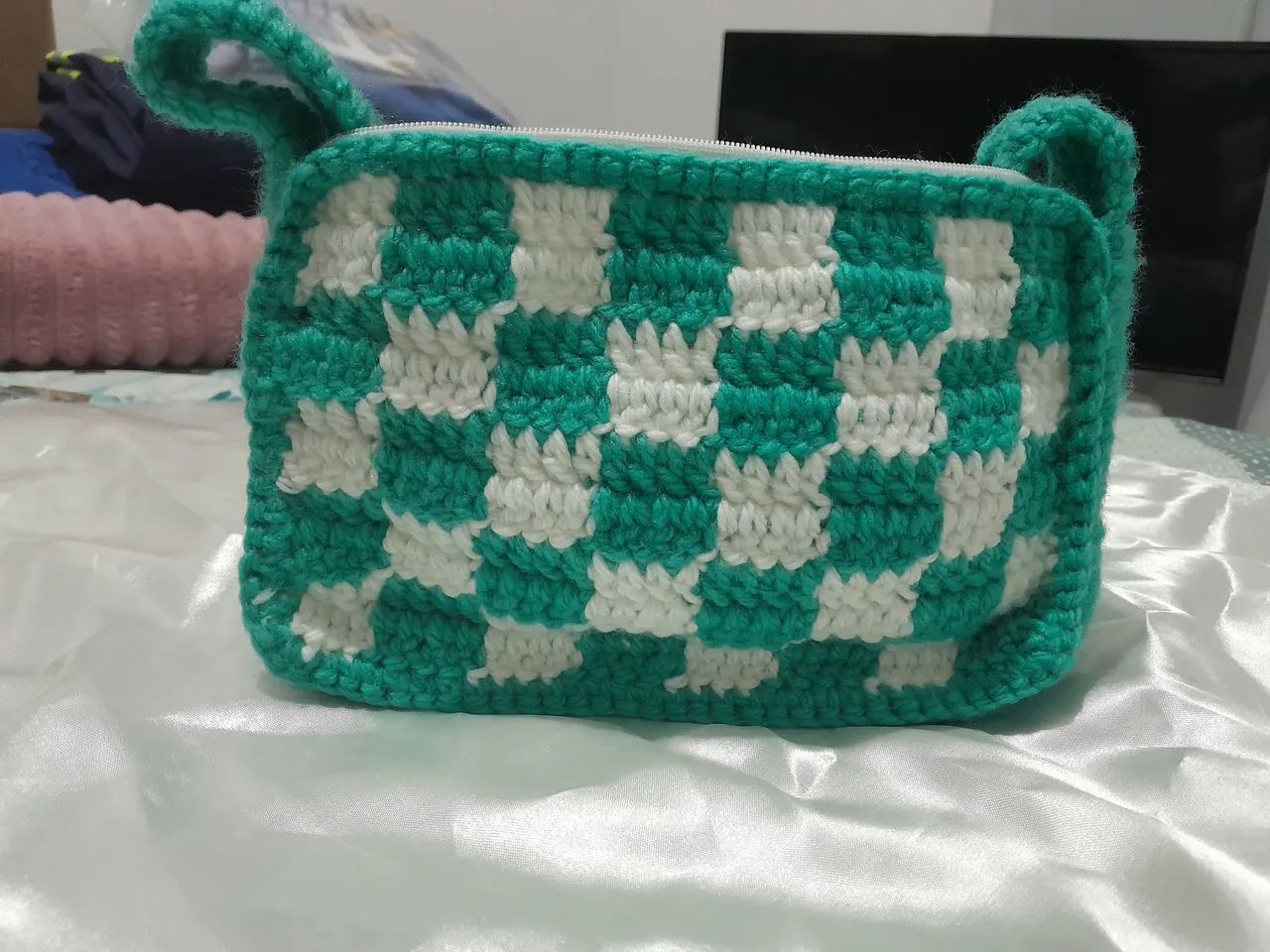 Bolsa xadrez lateral verde
