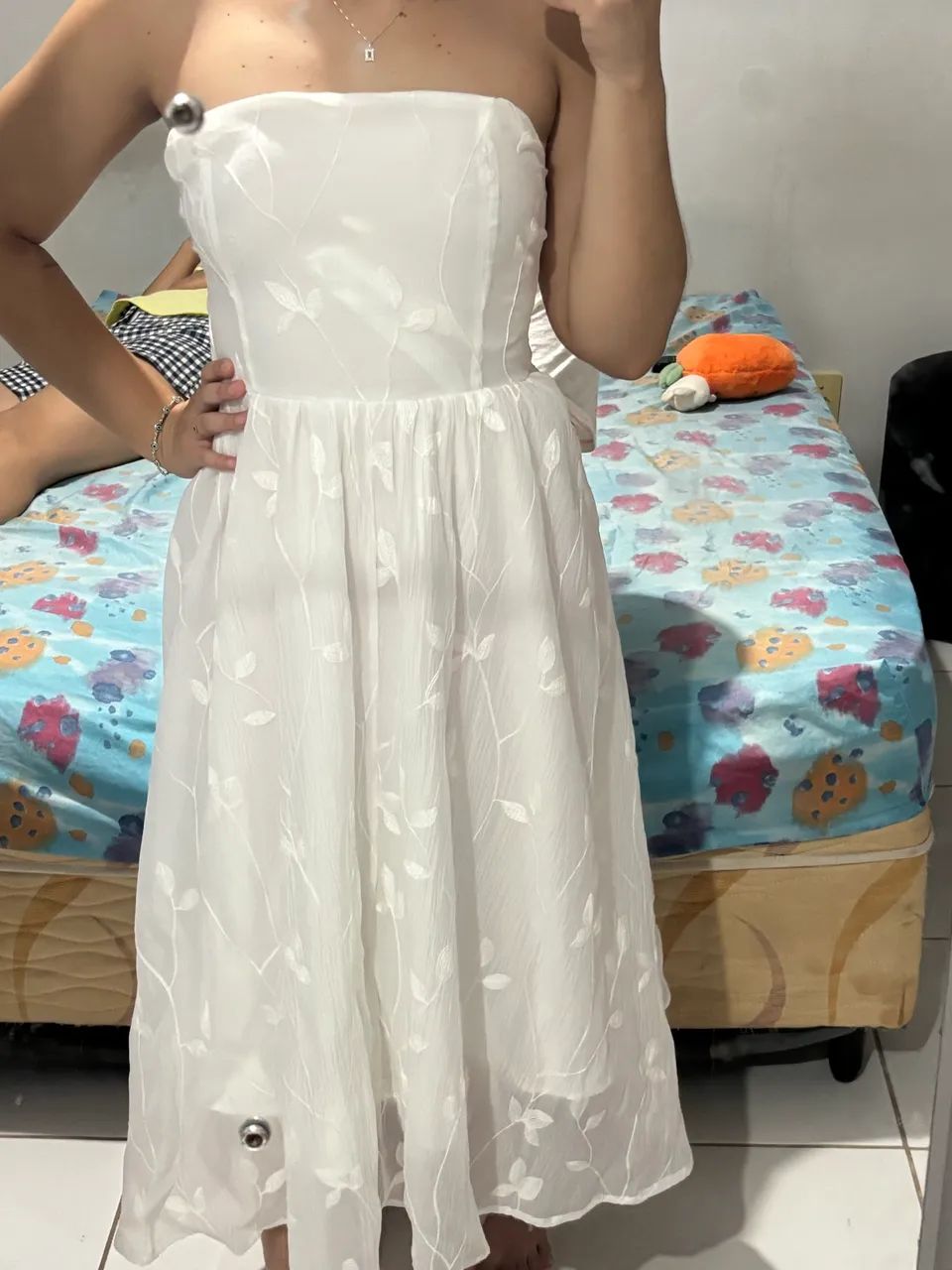 vestido midi branco M  - Foto 4