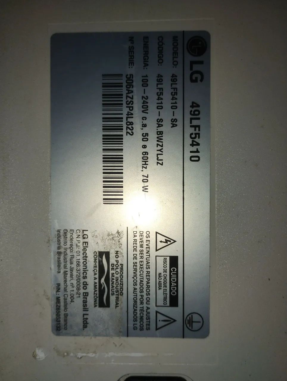 TV usada para retirar peças LG 49 polegadas