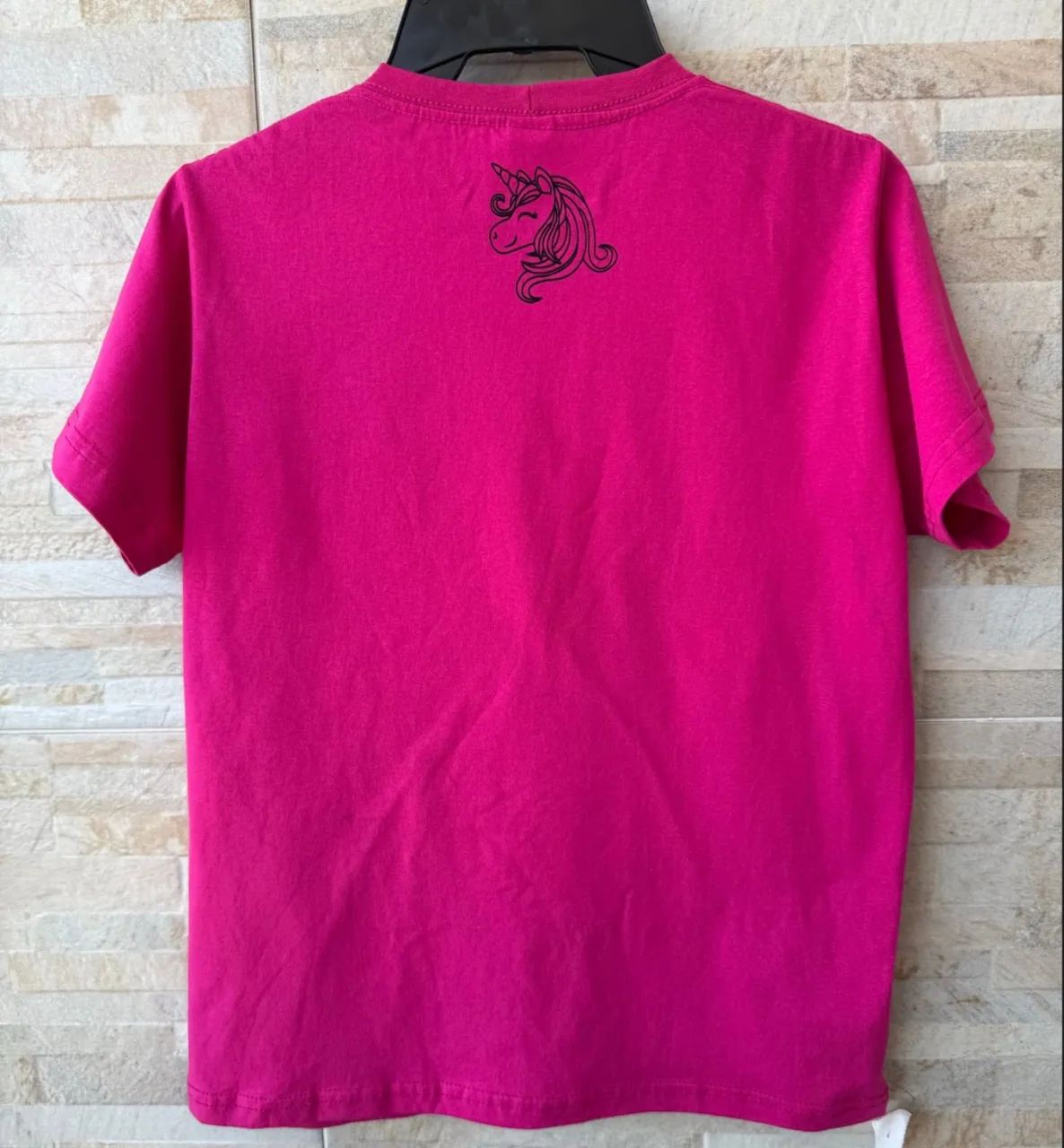 camiseta infantil unicórnio  pink | 100% algodão tamanho 10/12 anos. - Foto 2