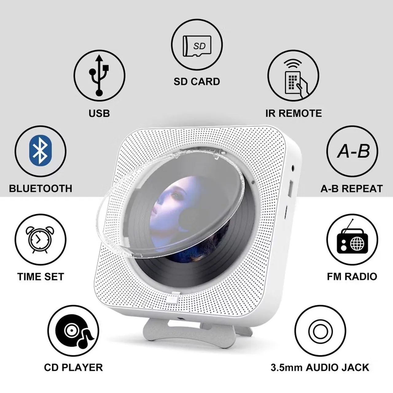 Wall Mounted CD Player, Radio FM, Bluetooth - Foto 5