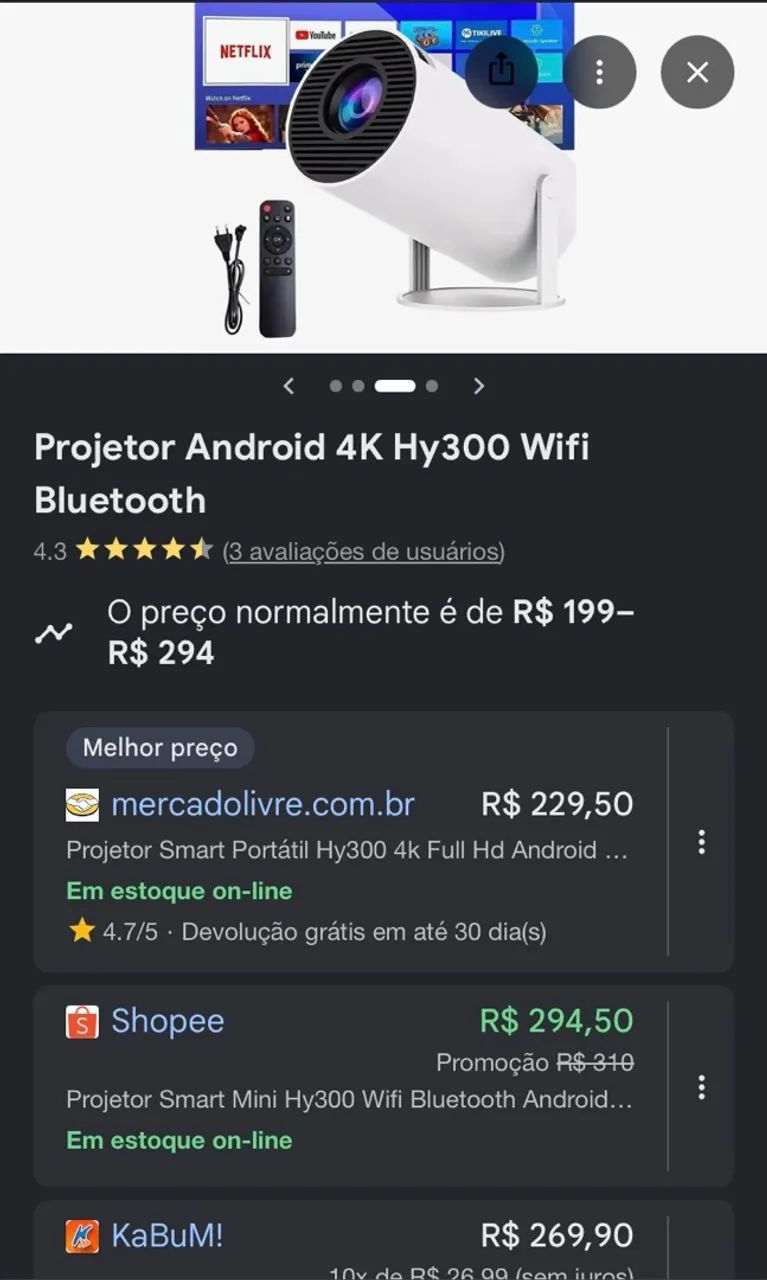 Projetor Android 4K Hy300 Wifi Bluetooth - Foto 5