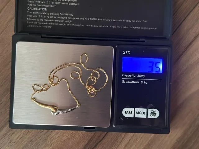 Corrente / Colar Ouro 18k Bicolor com Pedras - 3.5g - Foto 2