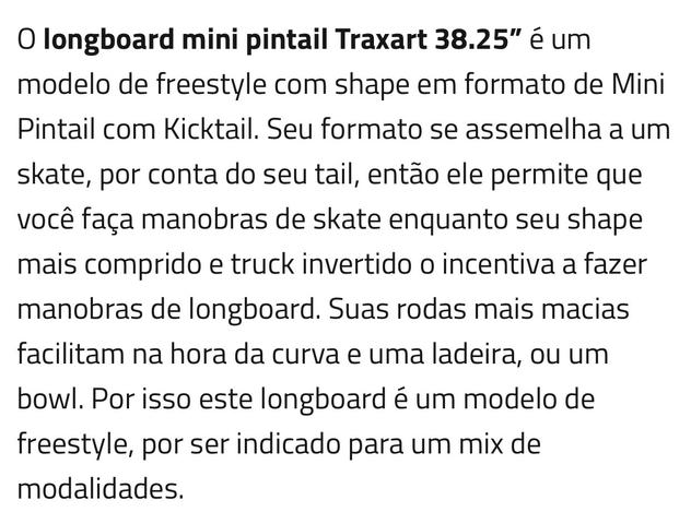 Longboard Mini Pintail Traxart 38.25? NOVO/LACRADO - Foto 6