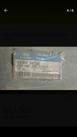 Lateral traseira direita Hyundai Azera 2014 2015 - Foto 4
