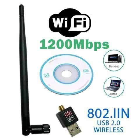 Adaptador wi-fi Wireless 1200Mbps USB Com Antena para notebook e Pc - Foto 4