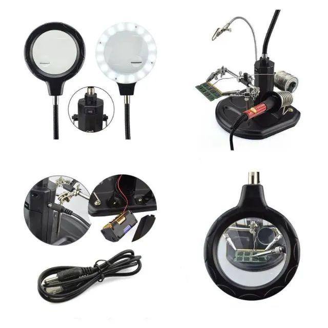 Lupa de mesa 6 em 1 2,5x6d 4x12d knup kp-aa021 modelo dourada e preto - Foto 3