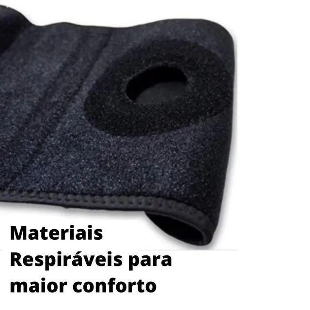 Joelheira com Velcro Neoprene Ajustável e Flexível Preta - Foto 5