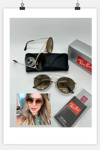 Double Bridge: Ray-ban Armação Metal Lentes Safira Degradê 