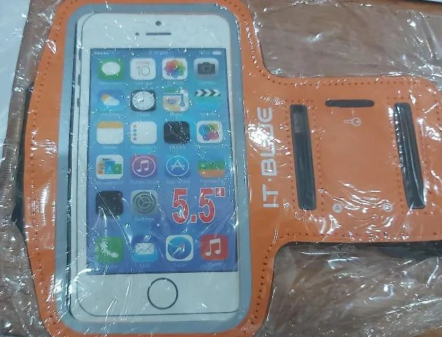 capa suporte de celular para braço le-3709 5,5" iti blue-laranja