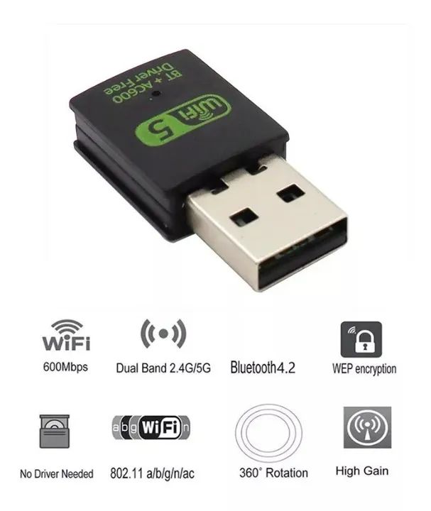 Adaptador Usb 2x1 Wifi 2.4/5g E Bluetooth  - Foto 2