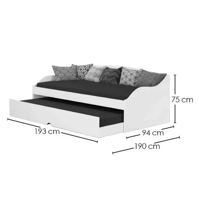 Sofá Cama Lais com Cama Auxiliar 3 Lugares Branco - Foto 3