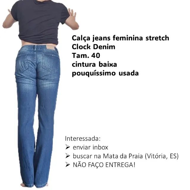 Calça jeans feminina stretch Clock Denim Tam. 40