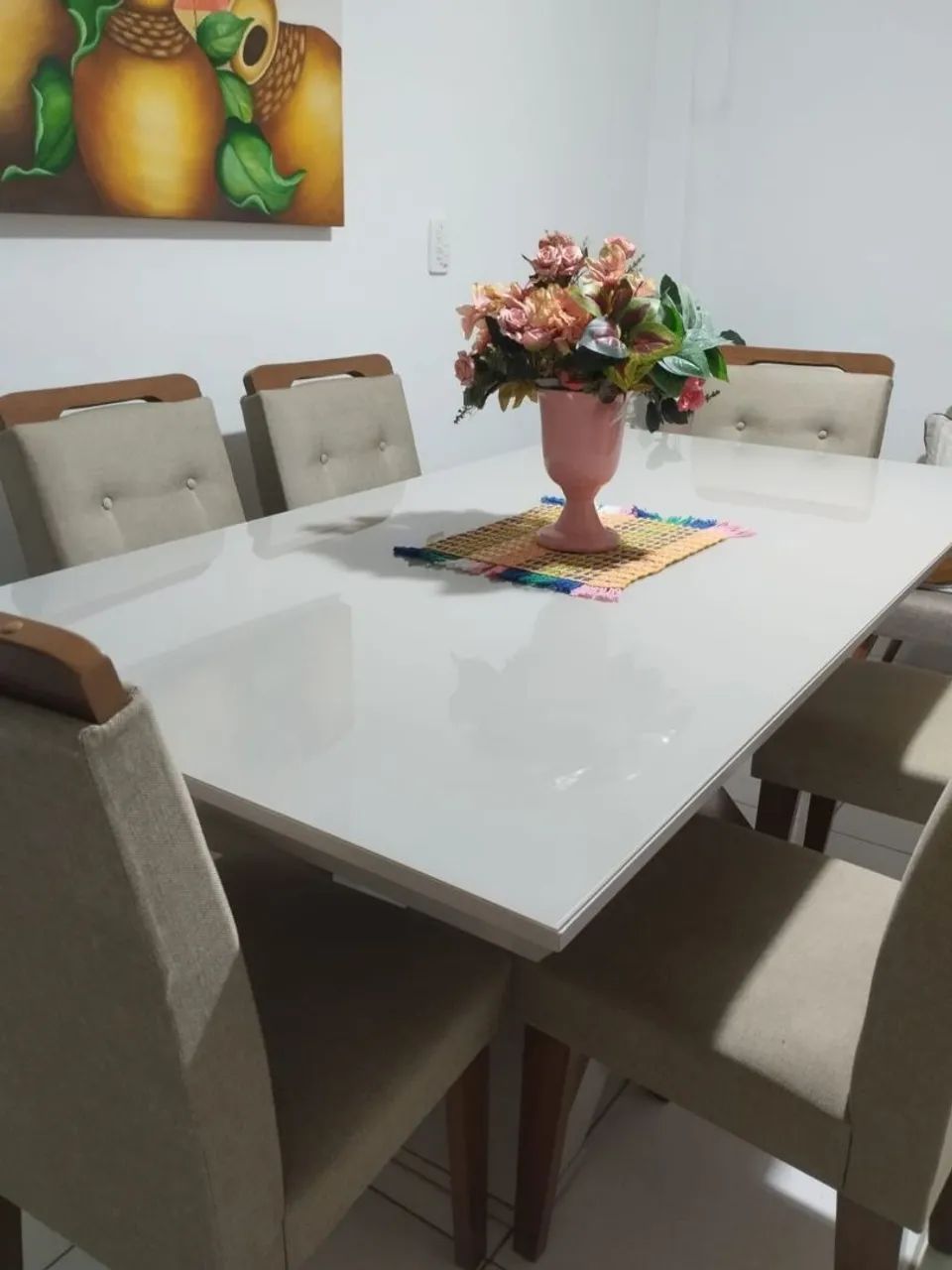 Mesa de Jantar Branca 6 lugares