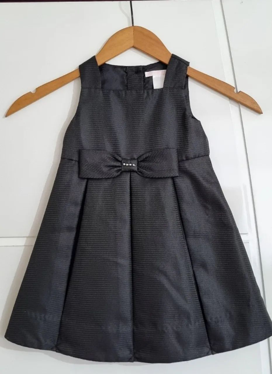 Vestido Importado Janie & Jack - Preto Texturizado com laço frontal