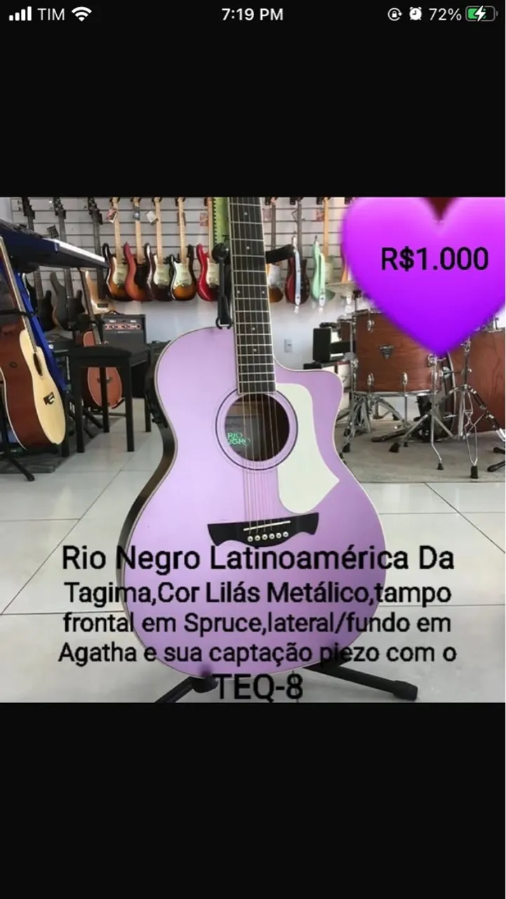 Violão Tagima Rio Negro Lilás Metálico