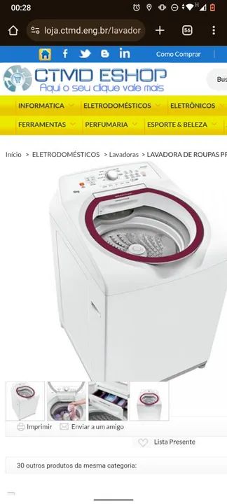 Lavadora de Roupas 11kg -  Marca: brastemp