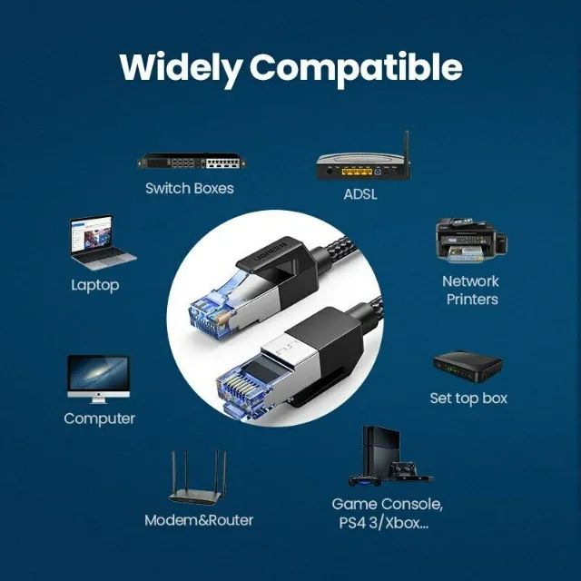 Cabo De Rede Cat8 Rj45 2000mhz 2 Metros 25Gbps Ugreen - Foto 4