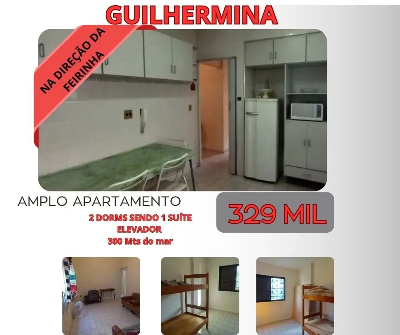 Apartamento para Venda em Praia Grande, Guilhermina, 2 dormitórios, 1 suíte, 1 banheiro, 1