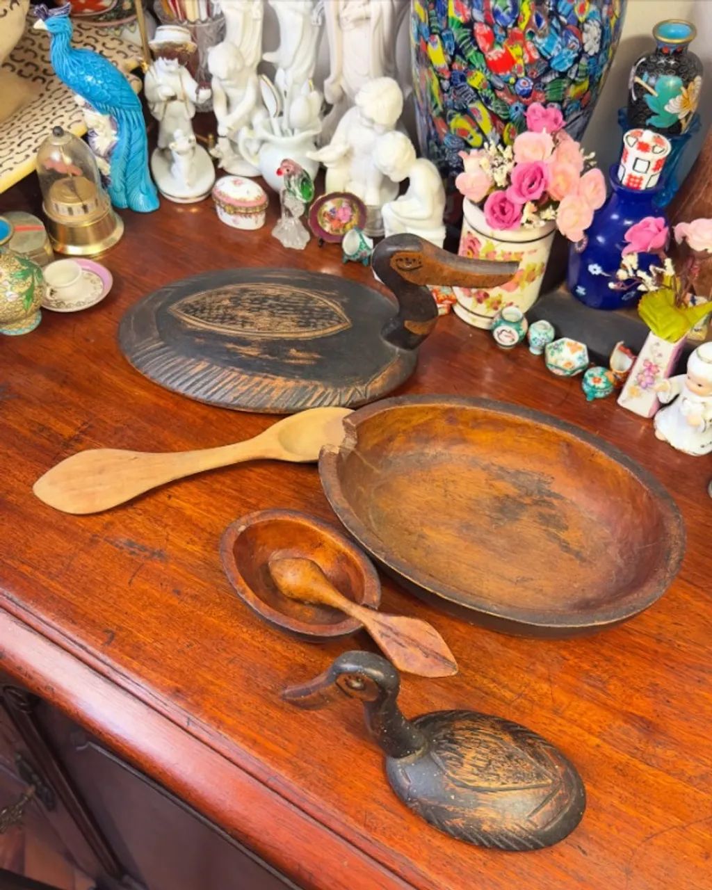 Par de antigas farinheiras Pato em madeira. - Foto 5