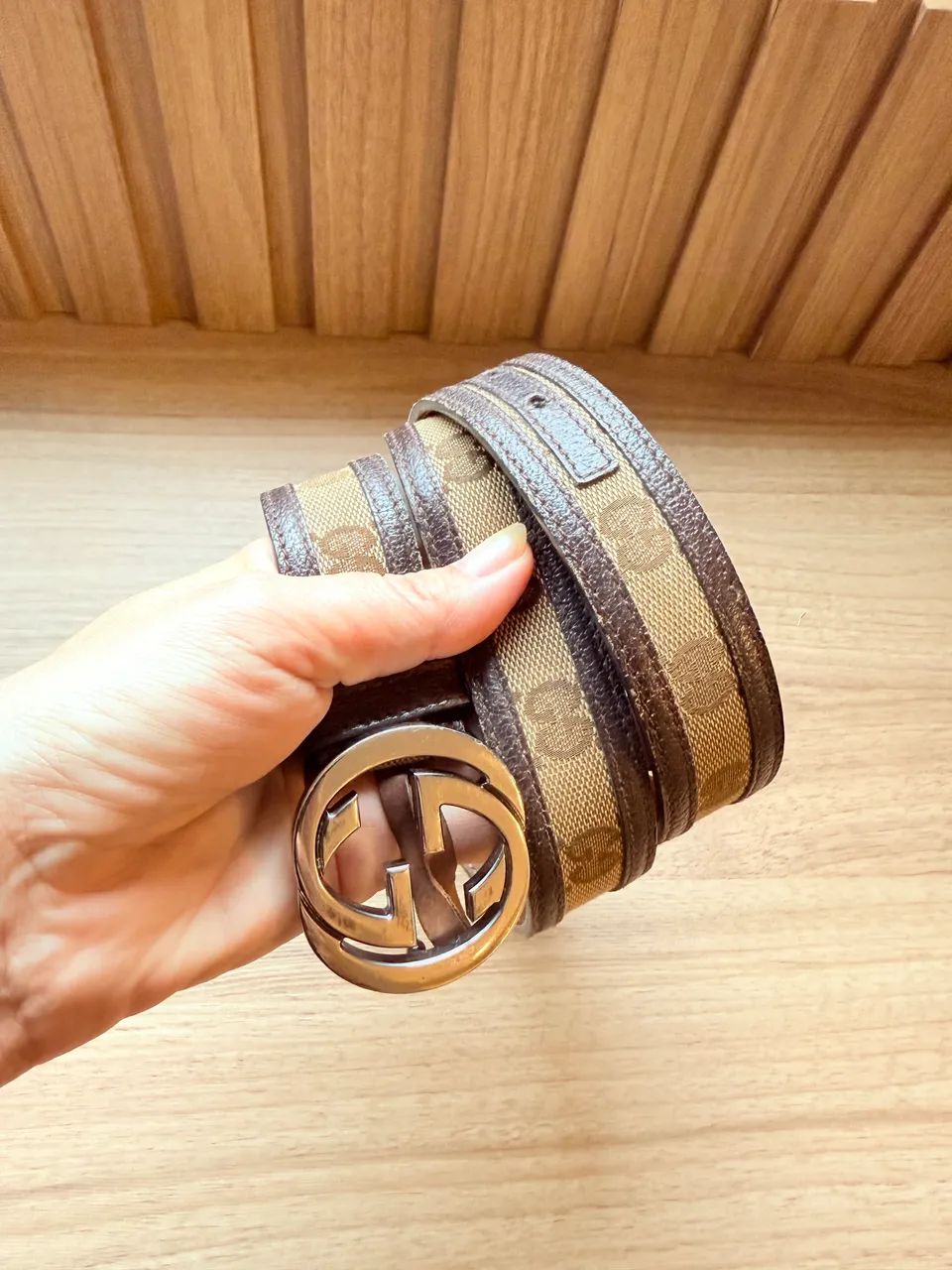 Cinto Gucci Interlocking Buckle TAM 80 marrom - Foto 3
