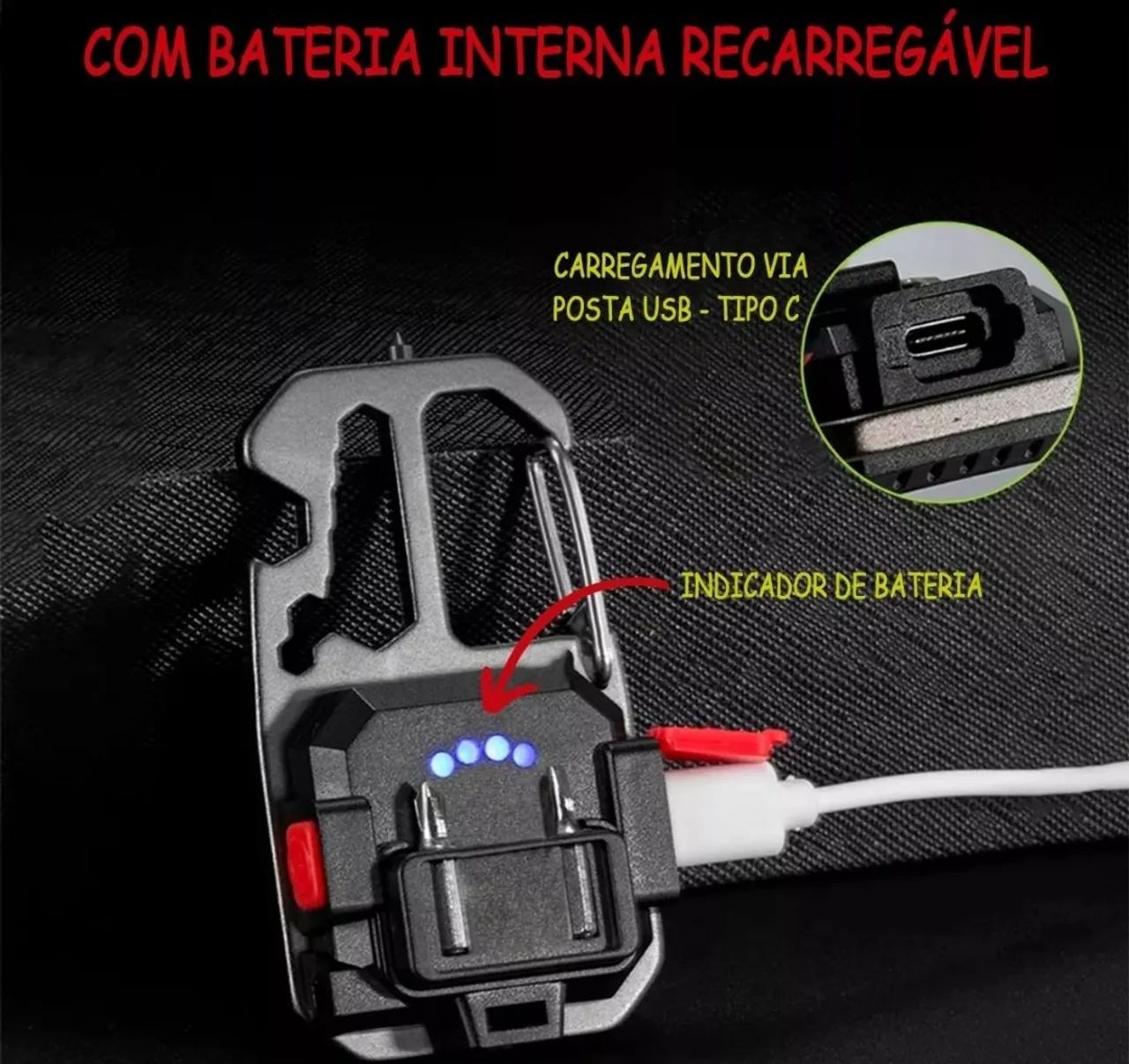 Lanterna COB Multifuncional com 6 Modos de Iluminação 60W - Foto 2