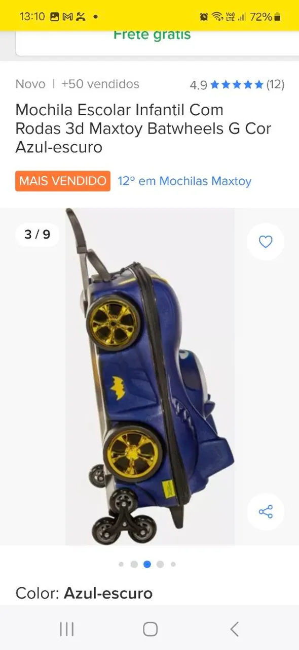 Mochila Escolar Infantil Batwheels Maxtoy Azul-escuro