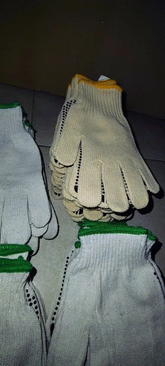 Luva Tricotada Pigmentada Elastobor Branca T9 Punho Verde - Foto 3