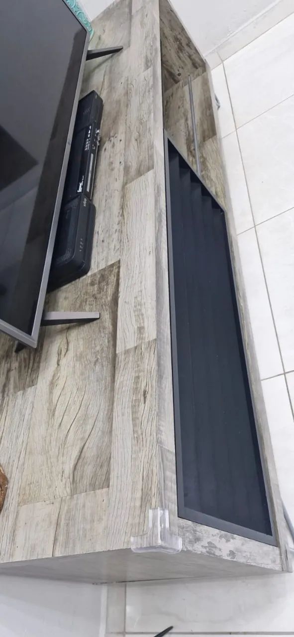 Rack para TV de até 65 polegadas cor Patina e Preto com prateleira de Vidro - Foto 4