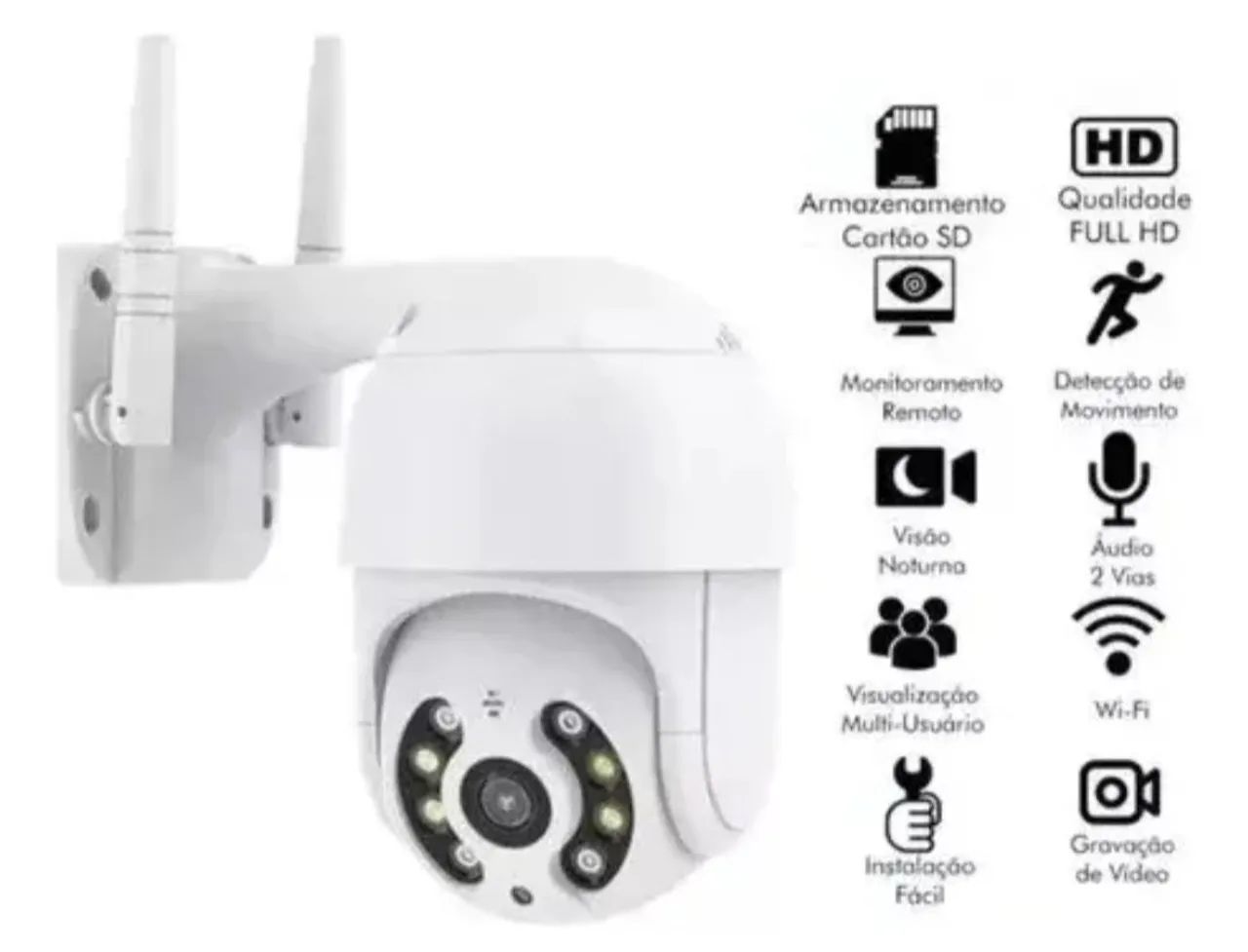 Câmera Segurança Smart Ip Wifi A8pro 1080p Prova D'água Branca - Foto 4