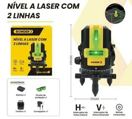 Nível Laser Profissional Trena Eletrônica 2 Linhas BOM-6210
