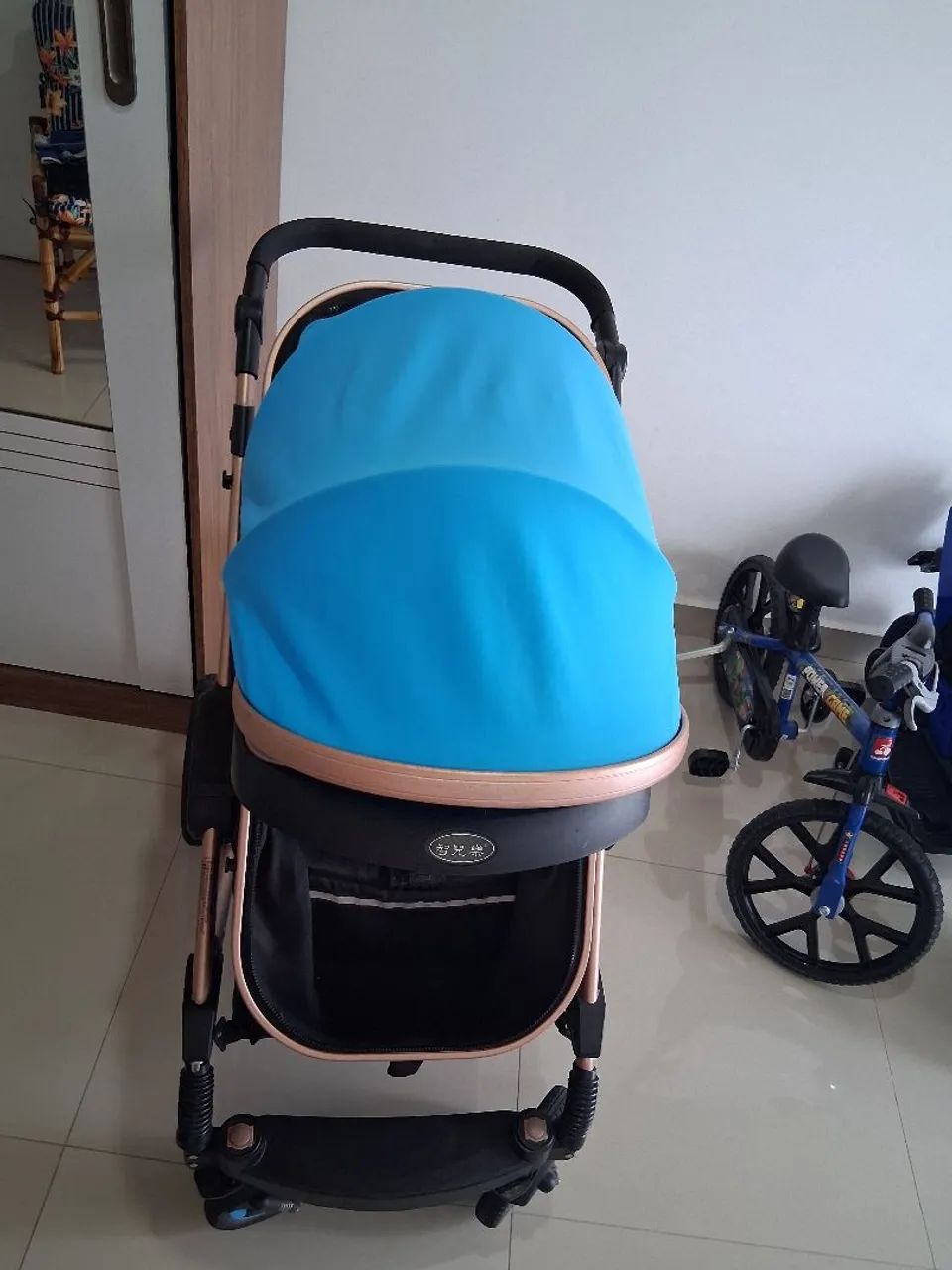 Carrinho de Bebê Wiseonle - Azul e Dourado - Foto 4