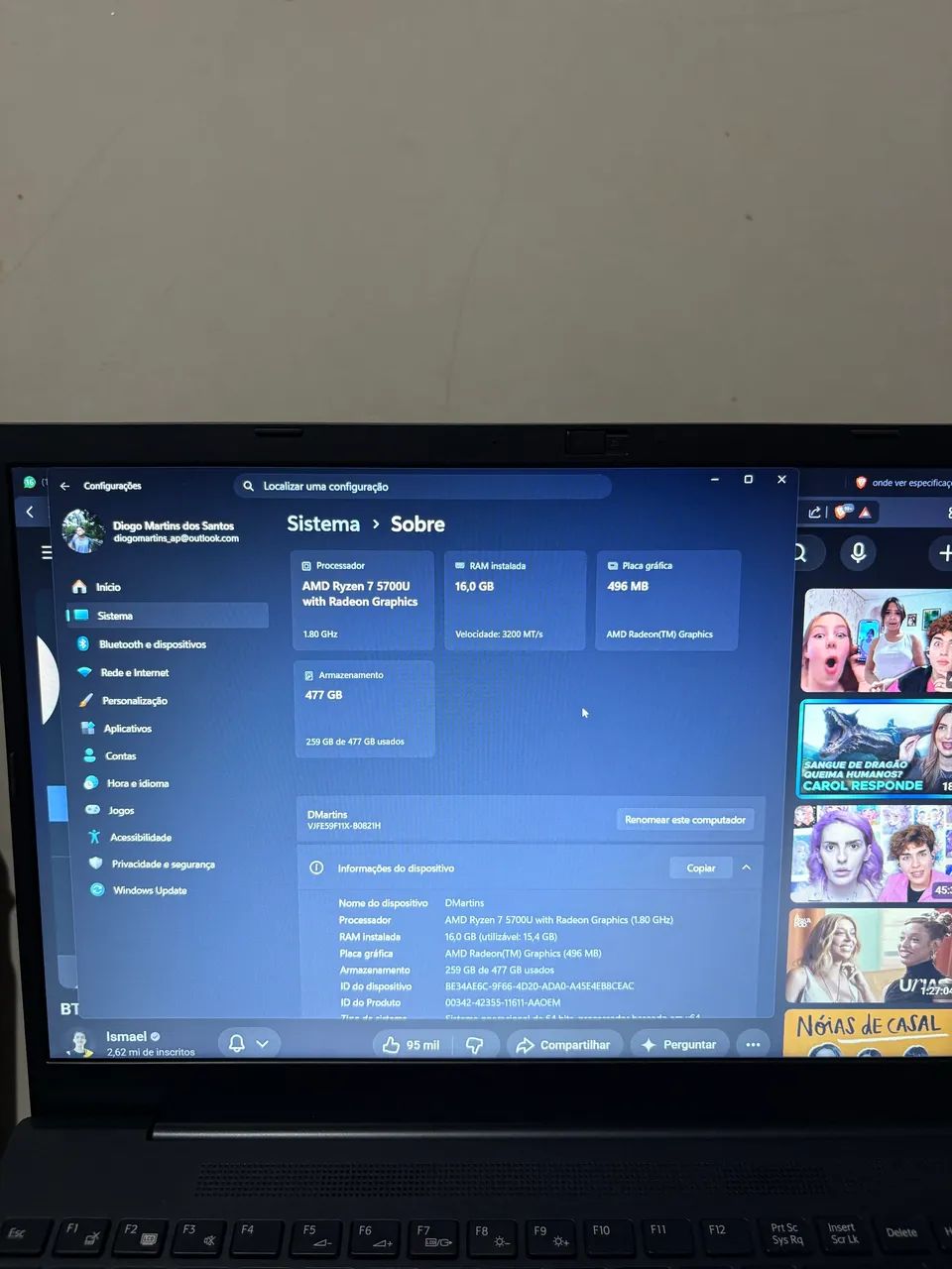 VAIO FE15 - RYZEN 7 | 16GB RAM | SSD 512GB - Foto 3