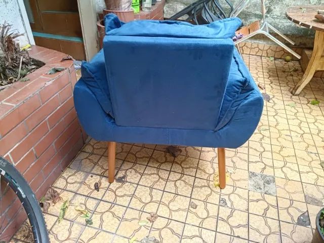  Poltrona Decorativa Opala Para Sala Confortável Arapongas Cor Azul-marinho - Foto 3