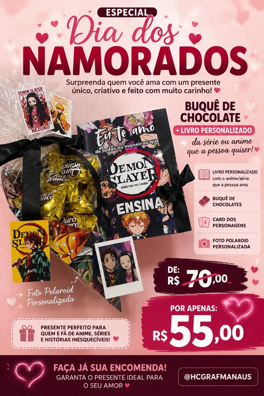 ? Valentine's Day Gift | Chocolate Bouquet + Customized Book for R$55