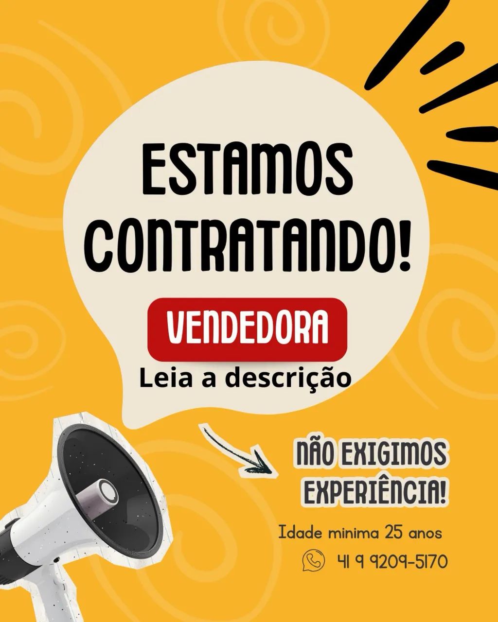 Vaga de atendente para loja de produtos naturais 