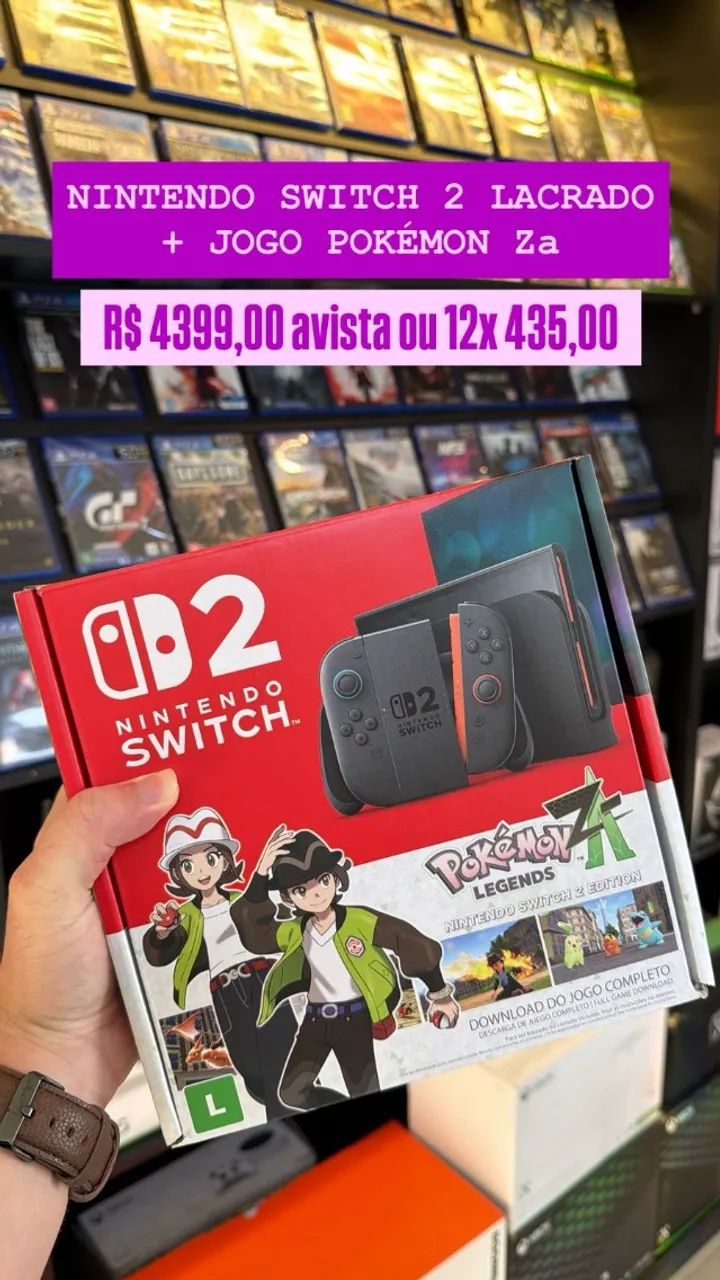 Nintendo Switch 2 Lacrado + Pokémon Legends: Z-A! - Jogos de Vídeo