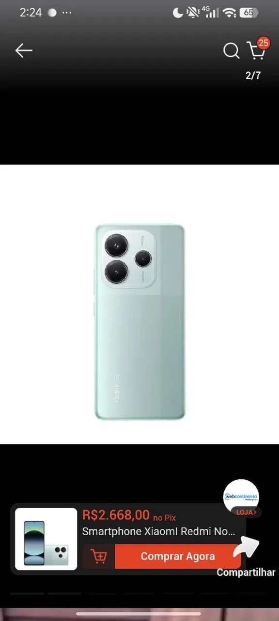 ? Esse é o Xiaomi Redmi Note 14 8G, na cor azul Claro / - Foto 2