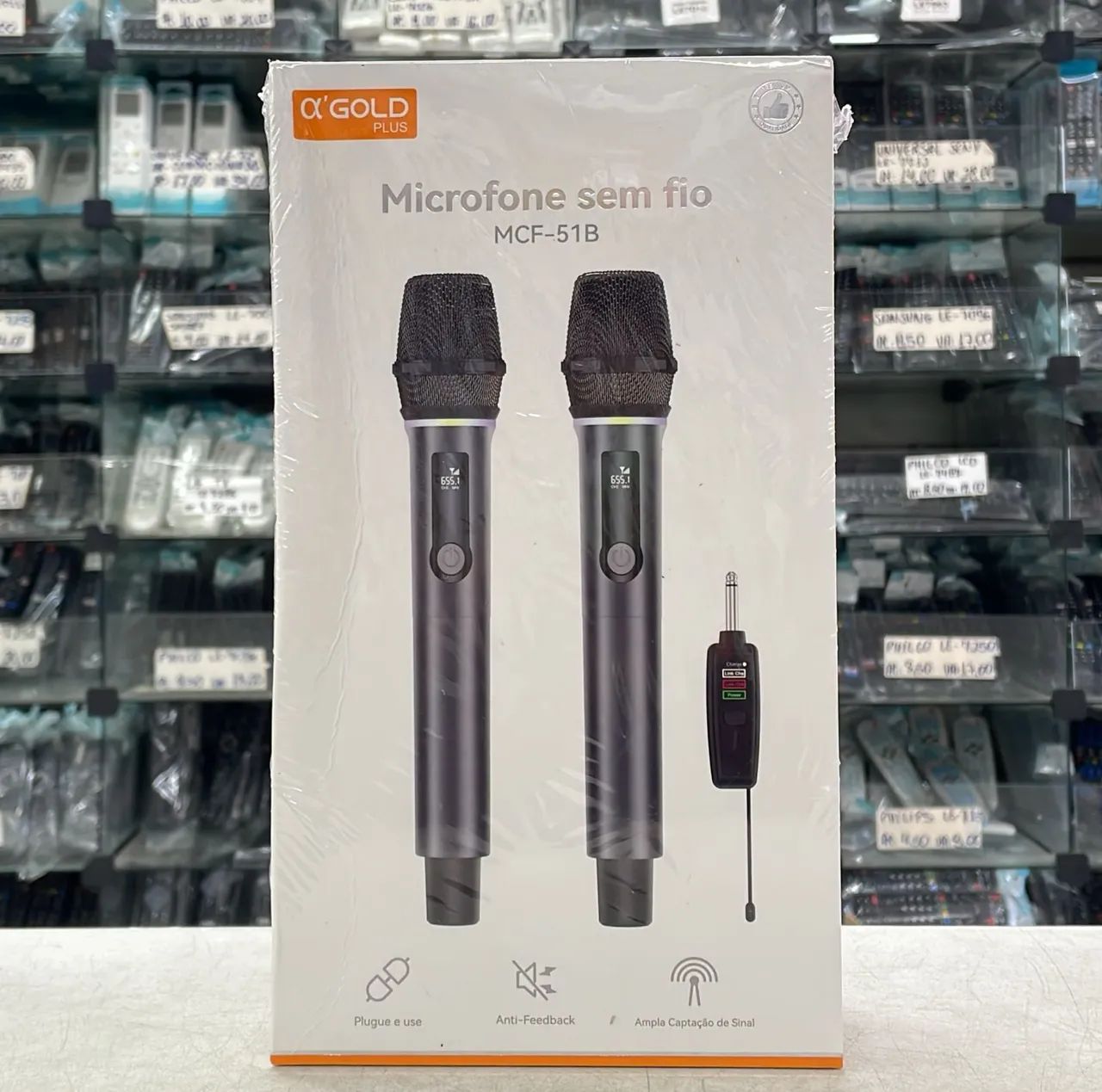 Microfone duplo sem fio 