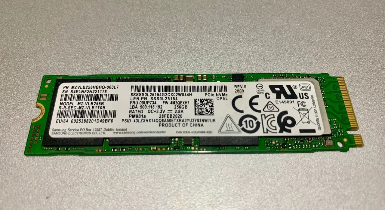 Nvme de 256GB Samsung