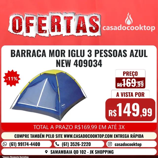 BARRACA MOR IGLU 3 PESSOAS AZUL NEW 409034