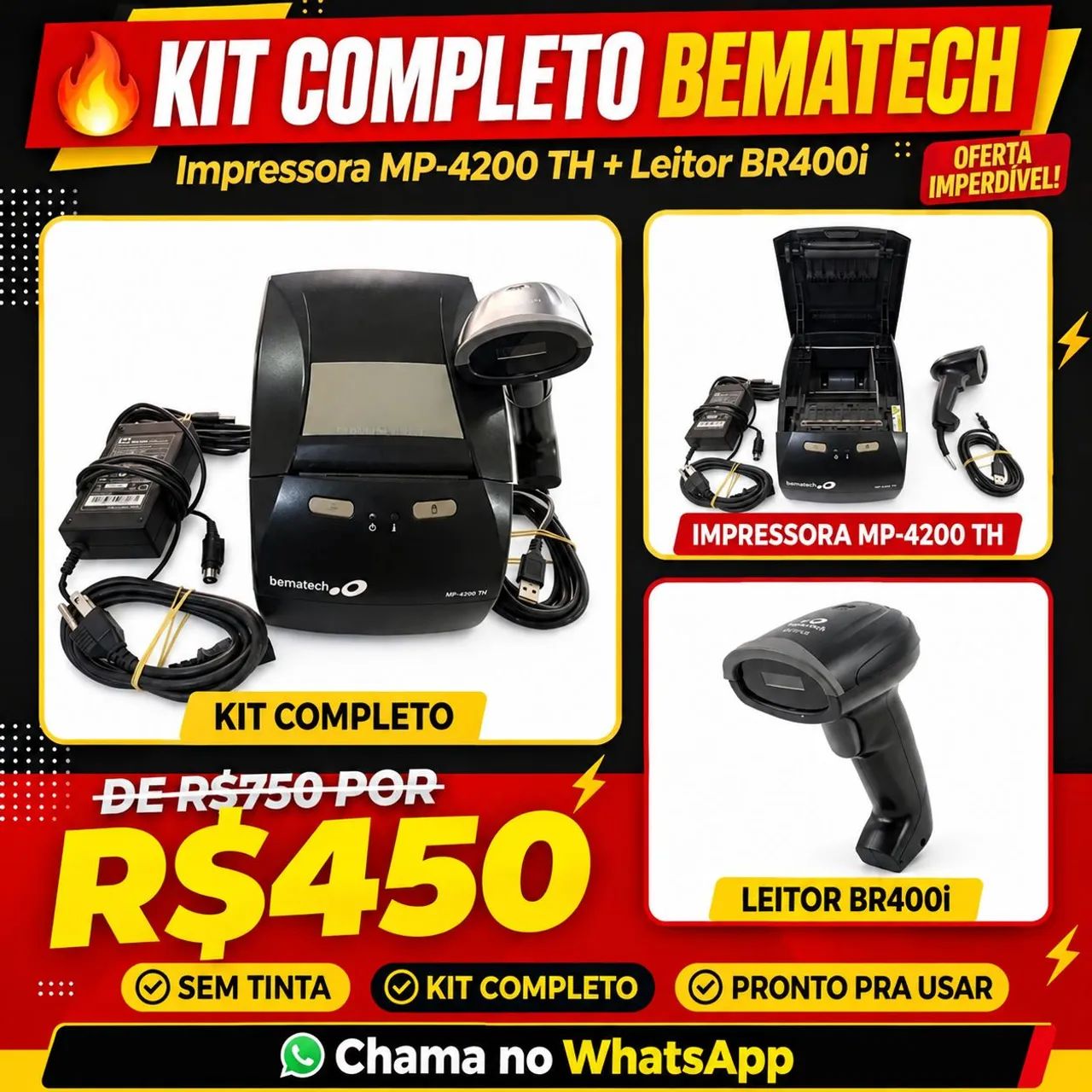 Vende-se impressora térmica com leitor de código de barras bematech 