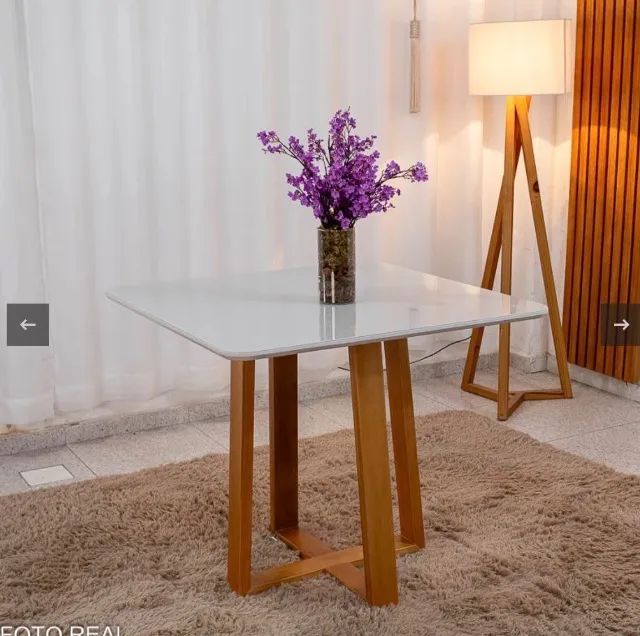 Conjunto de Jantar Nobre Square 90 com 4 Cadeiras Veludo Bege - Foto 2