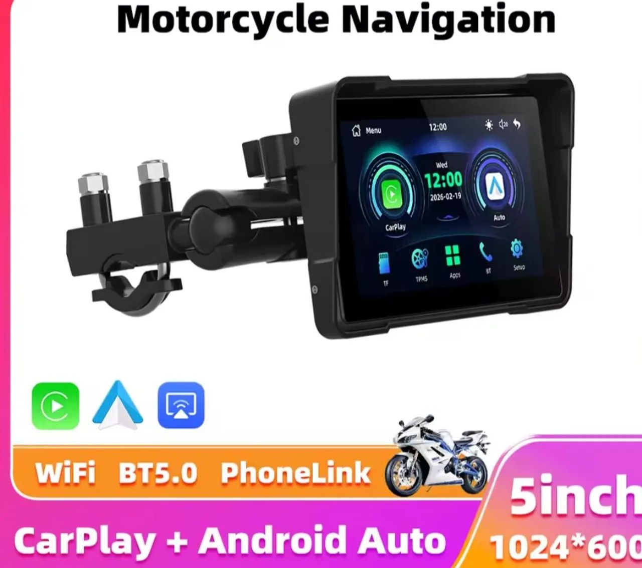 Navegador Motocicleta. tela IPS de 5.0 polegadas, Android Auto & Apple Carplay - Display - Foto 2